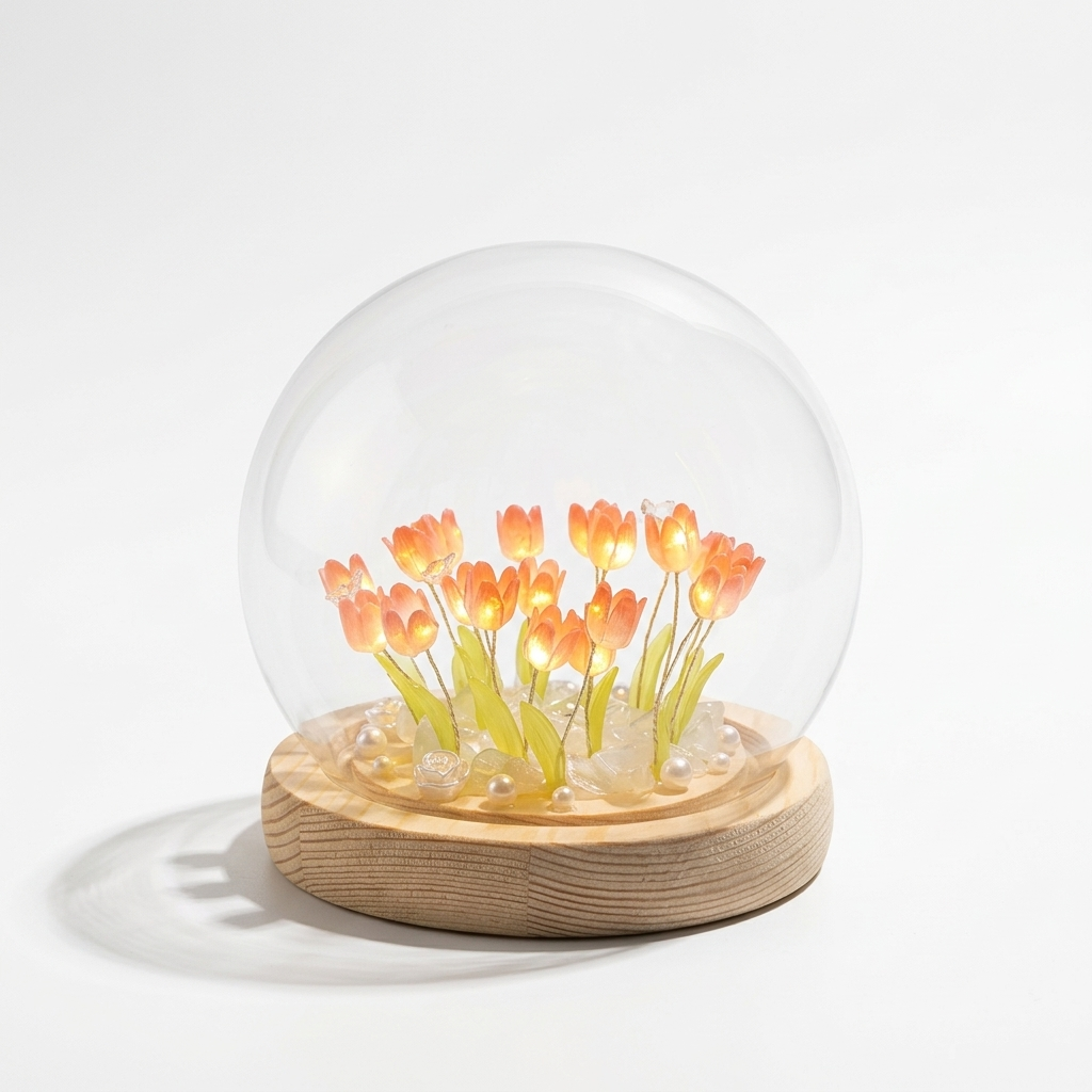 Lampe de Chevet Fleur Tulipe - Veilleuse LED Douce et Cosy