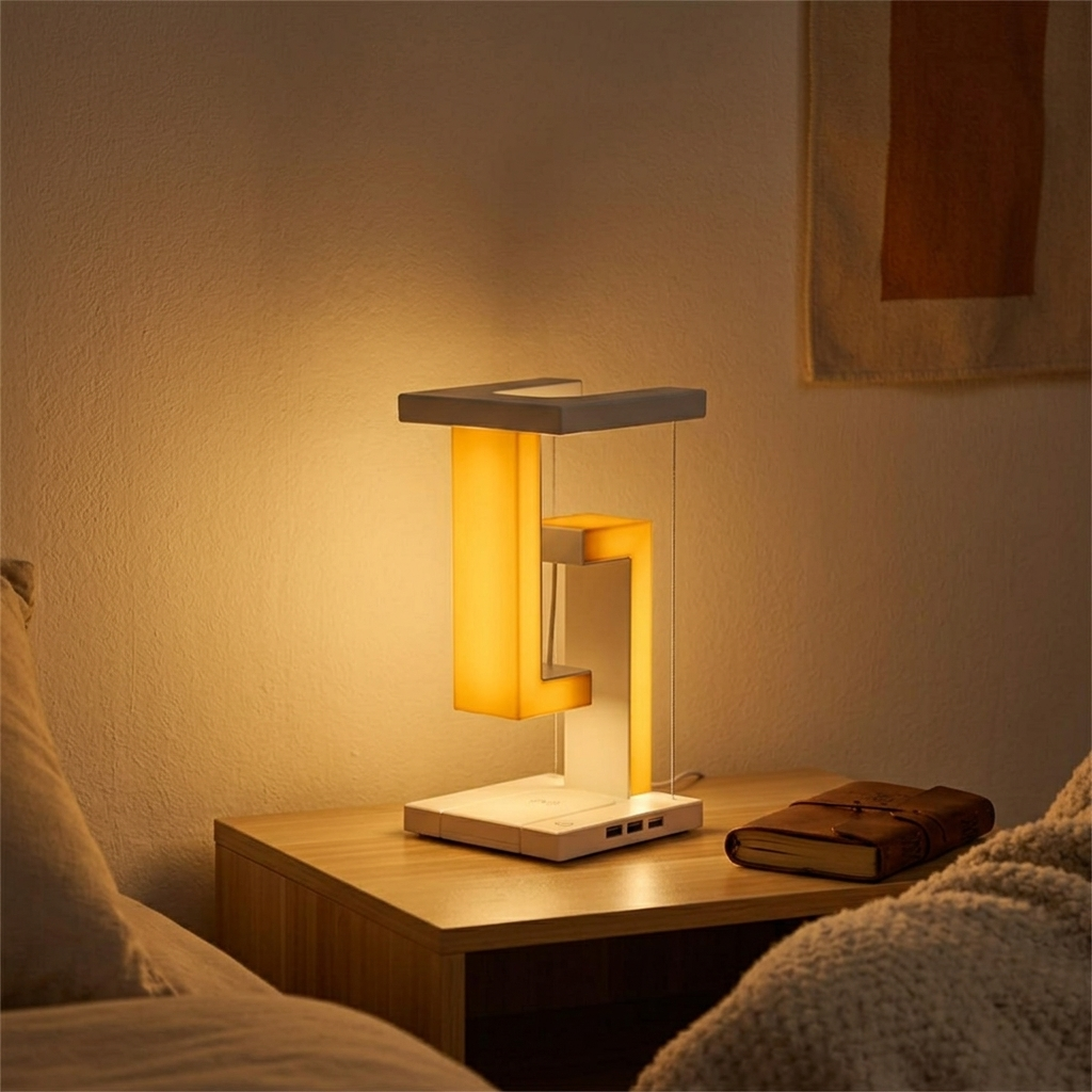 Lampe de Chevet Rechargeable avec Charge Wireless et USB