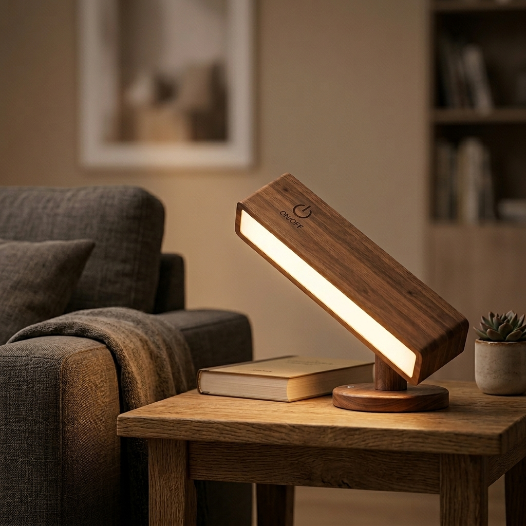 Lampe de Chevet Bois Rechargeable 360° Tactile Dimmable