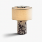 Lampe de chevet marbre naturel abat-jour tissu beige recharge USB