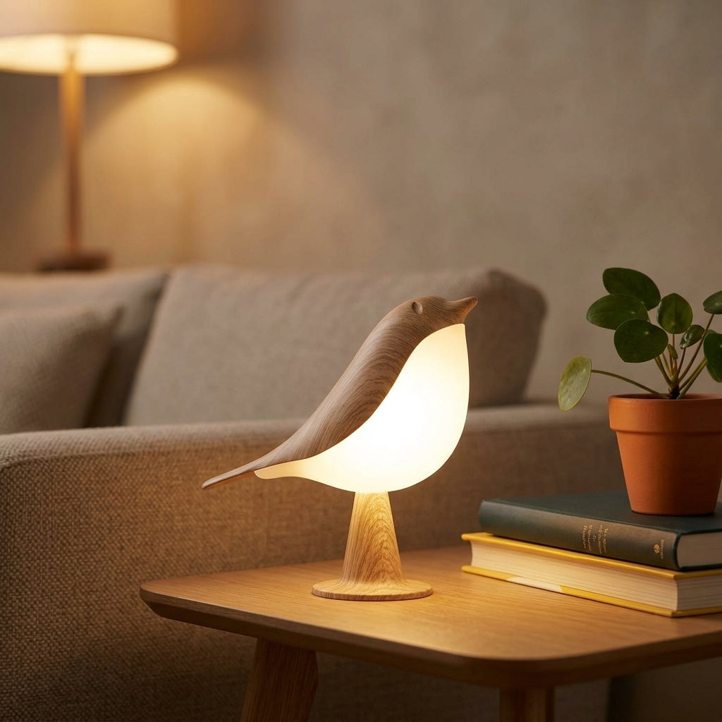 Lampe de Chevet Design Oiseau, 3 Températures Couleur, Tactile