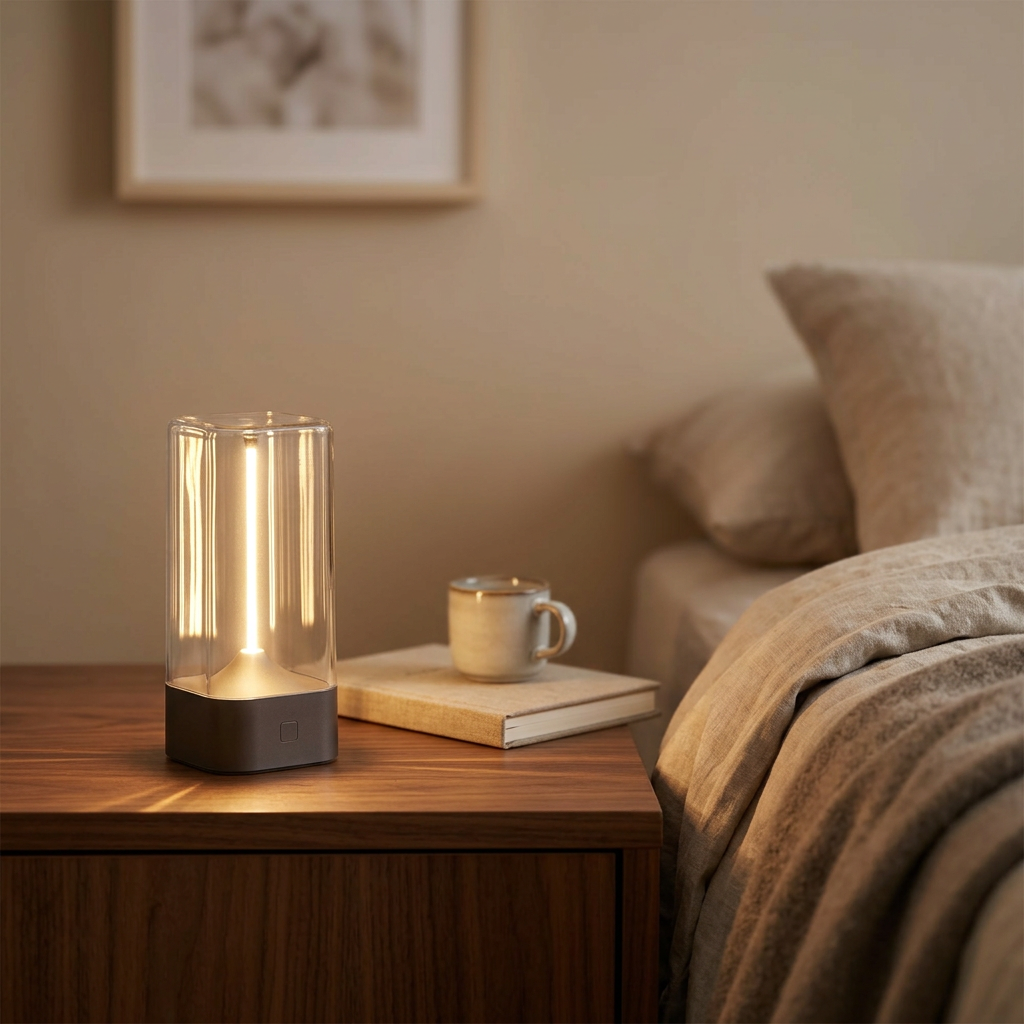 Lampe de chevet minimalist rechargeable blanche, éclairage tamisé tactile