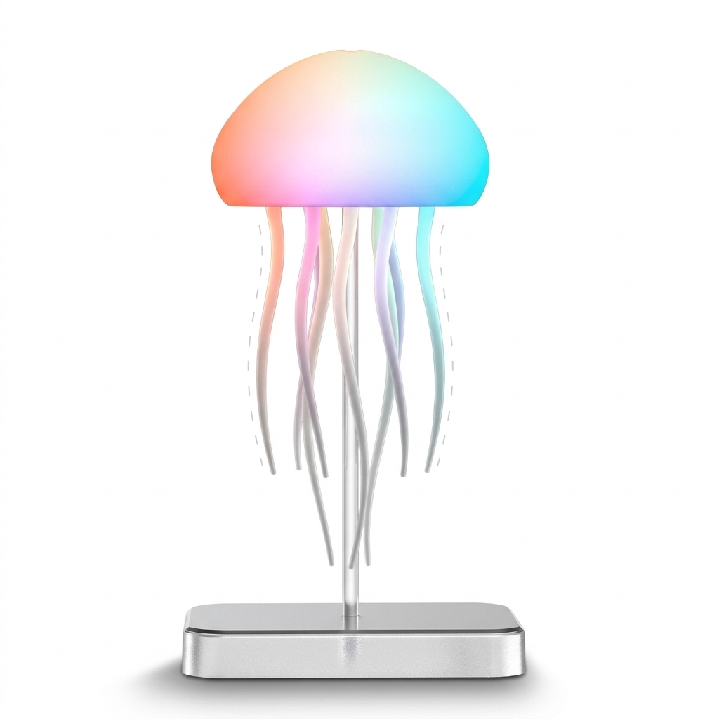Lampe de chevet méduse LED avec 9 tentacules, lumière douce réglable