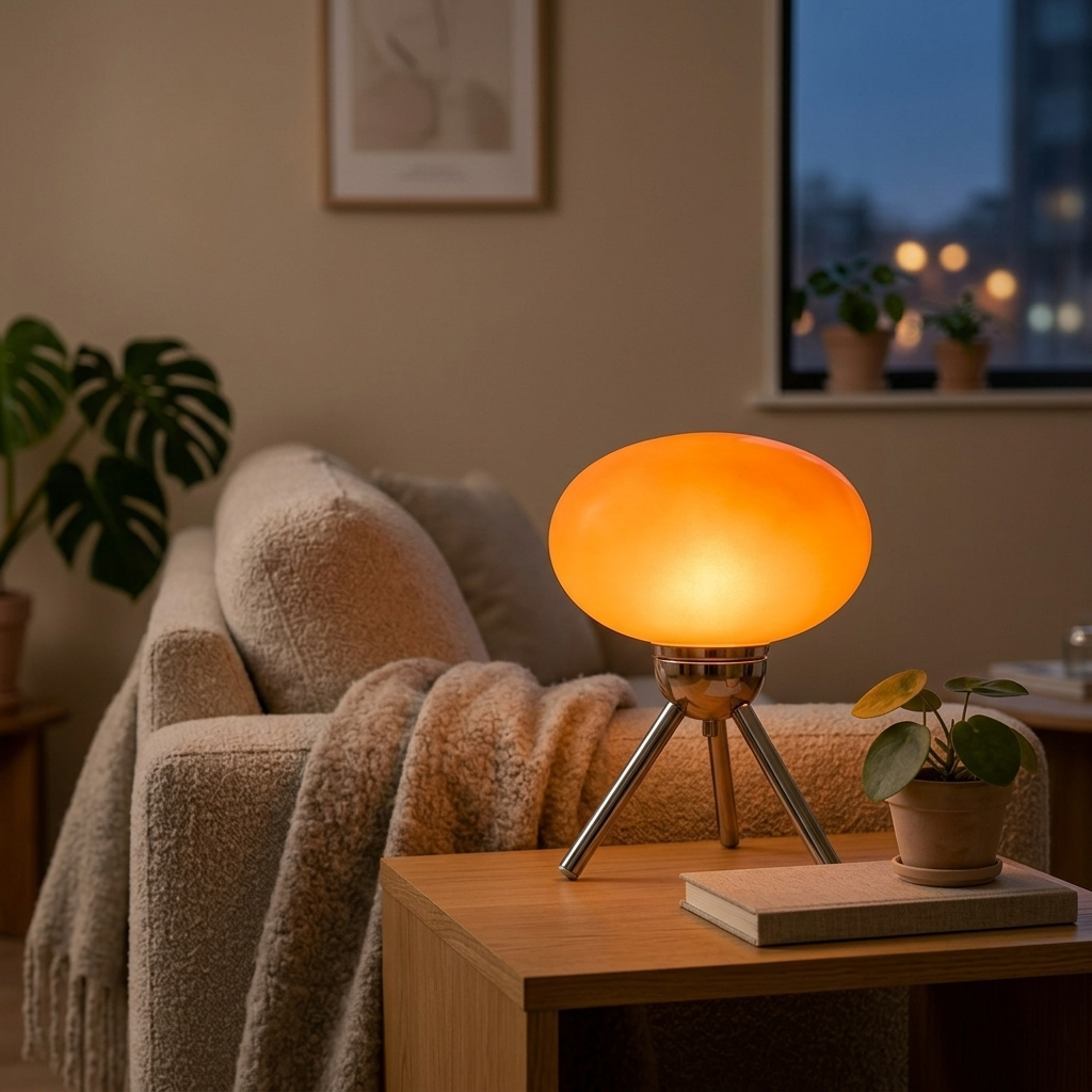 Lampe de Chevet Verre Champignon Dimmable Design Scandinave