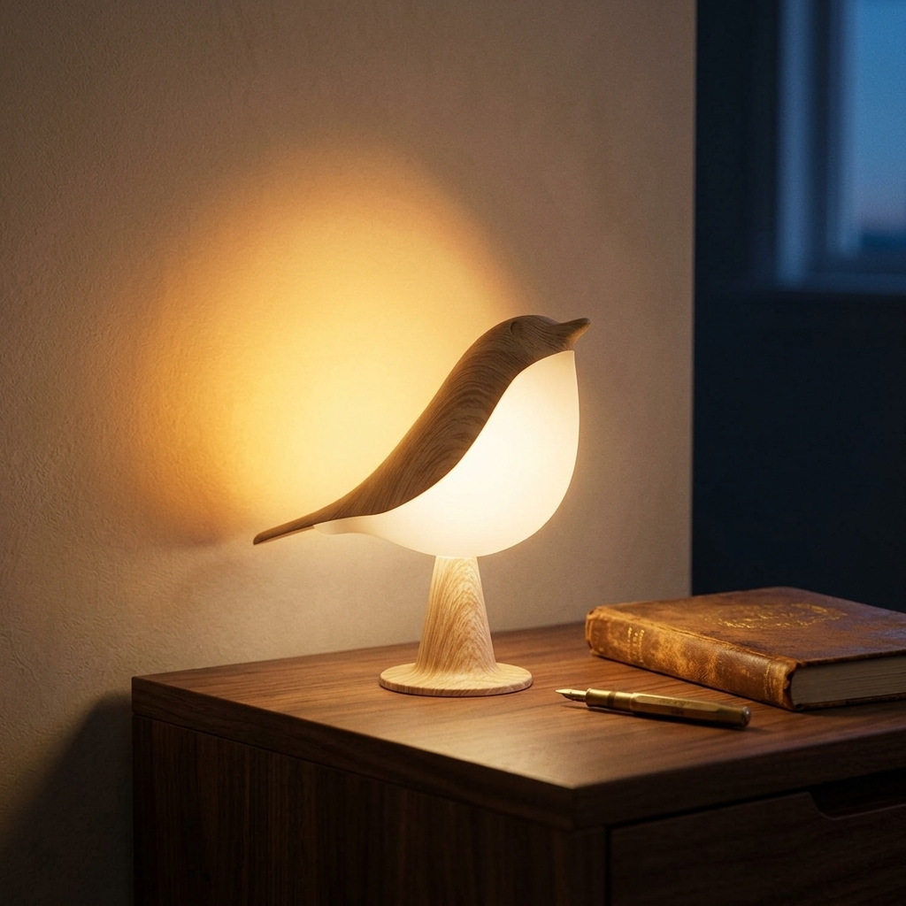 Lampe de Chevet Design Oiseau, 3 Températures Couleur, Tactile