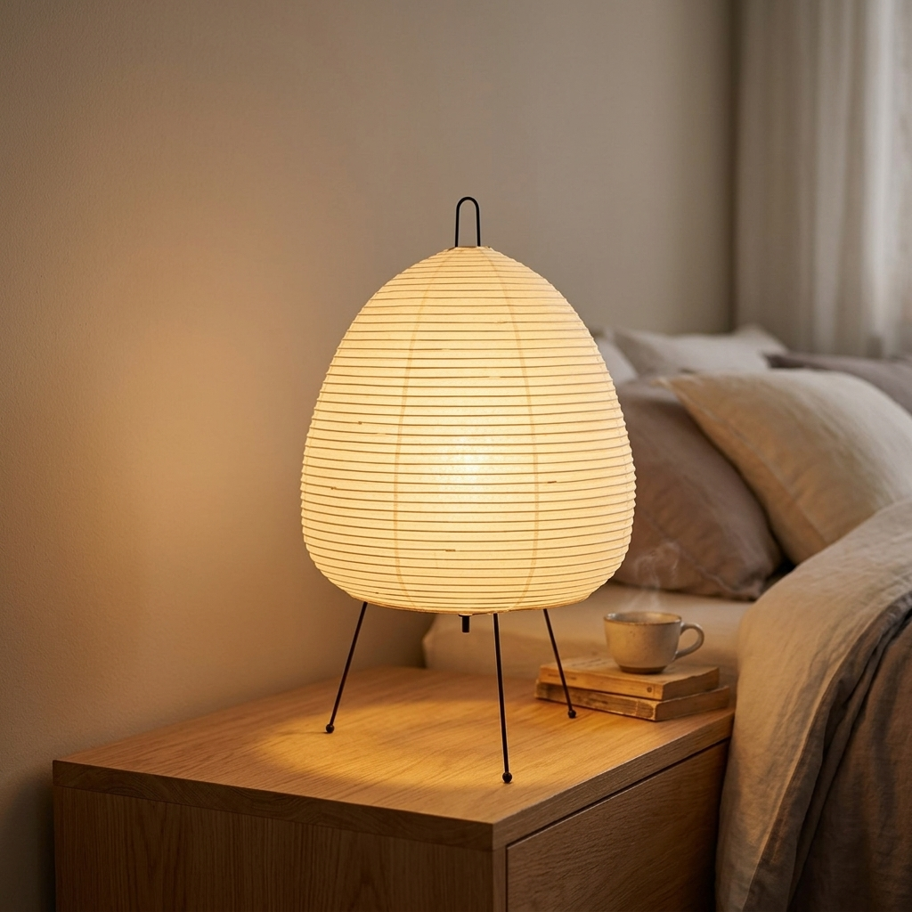 Lampe de Chevet Design Noguchi - Lumière Chaude Cosy pour Chambre