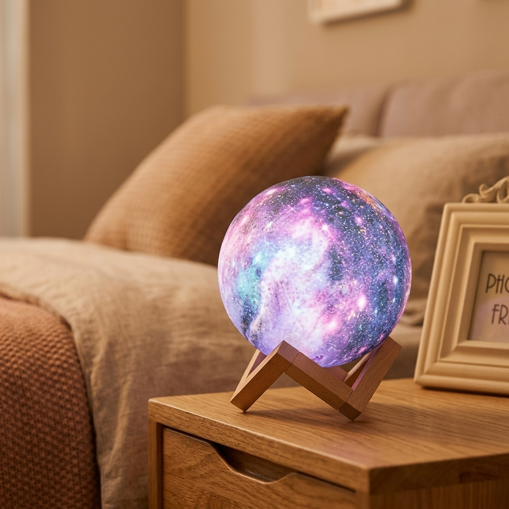 Lampe de Chevet Galaxy Moon LED Rechargeable - Lumière Douce