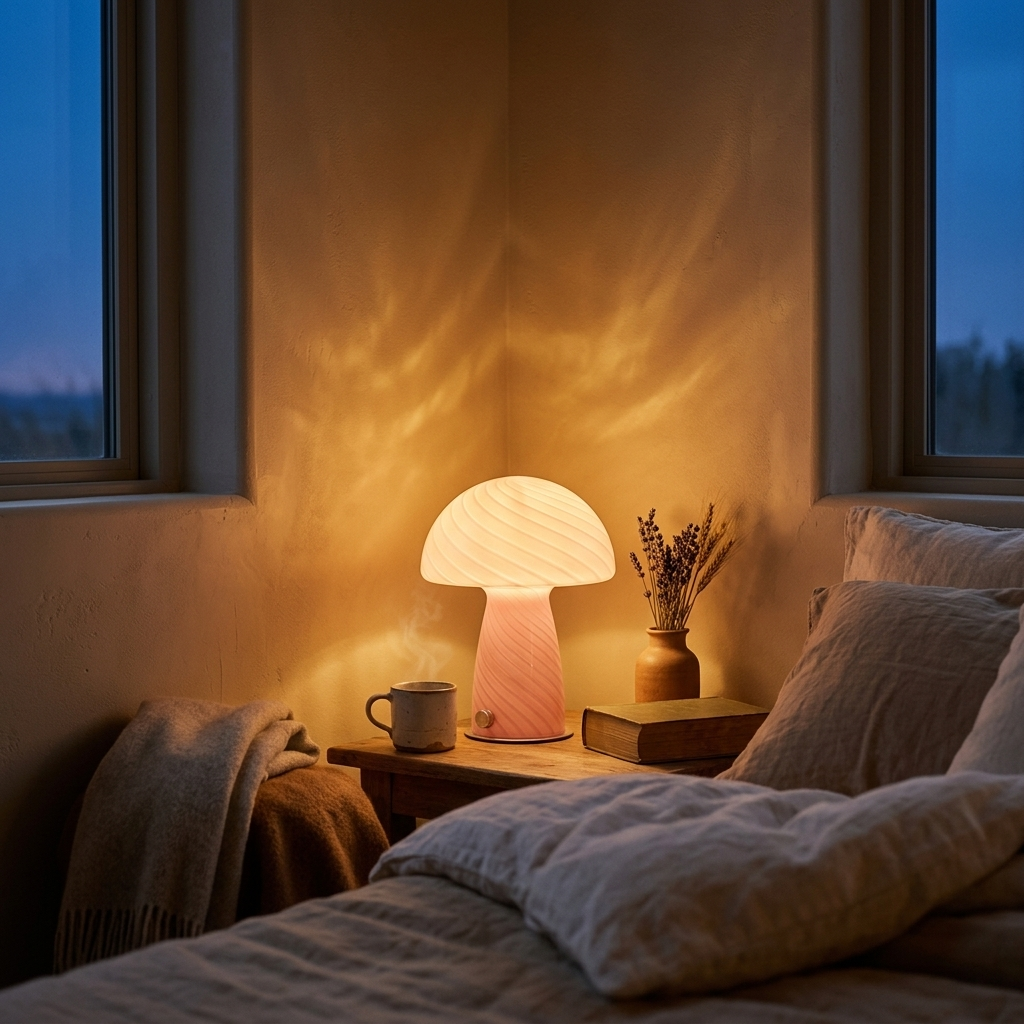 Lampe de Chevet Verre Nordic - Lumière Tamisée et Design Cosy