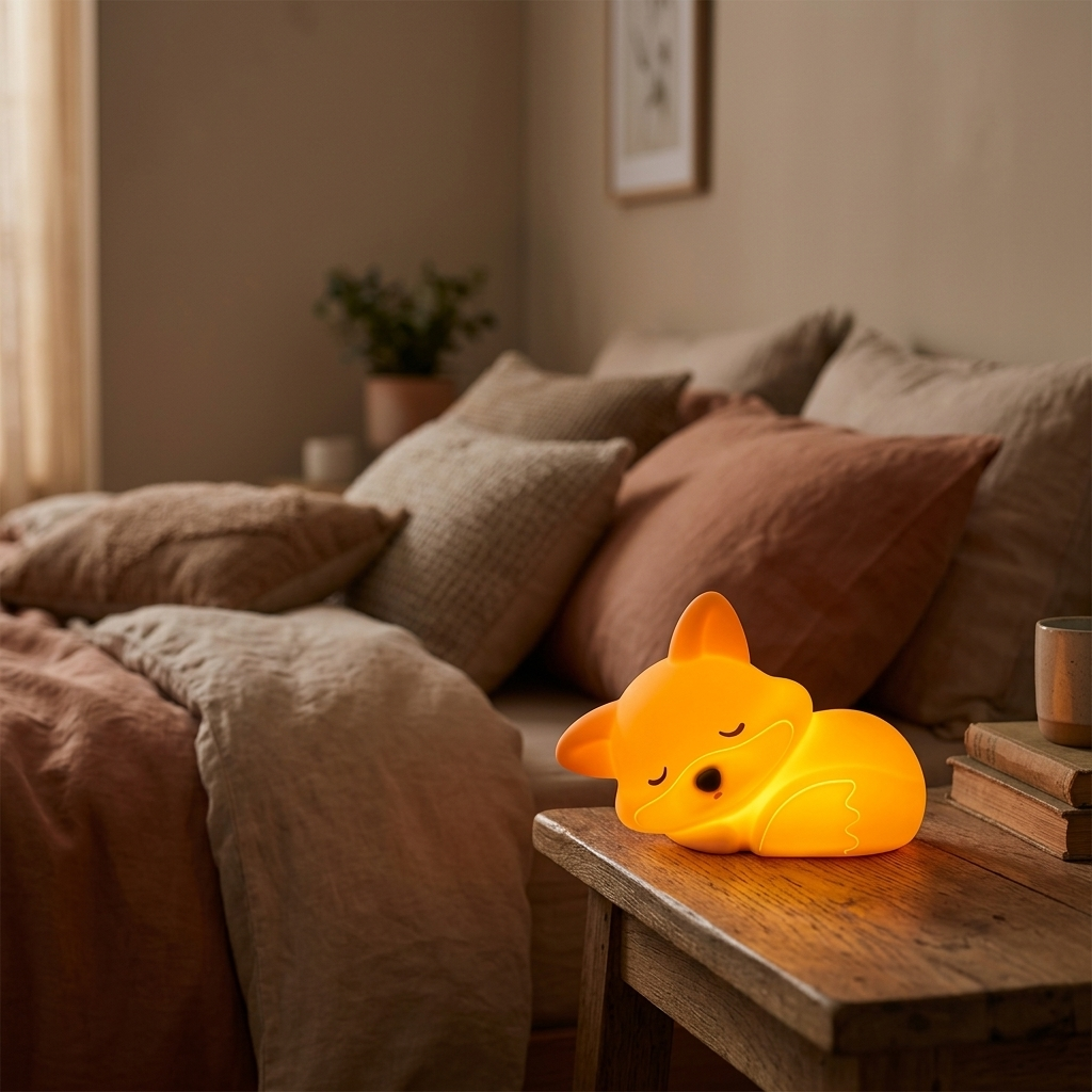 Lampe de Chevet Renard Silicone - Lumière Douce Rechargeable