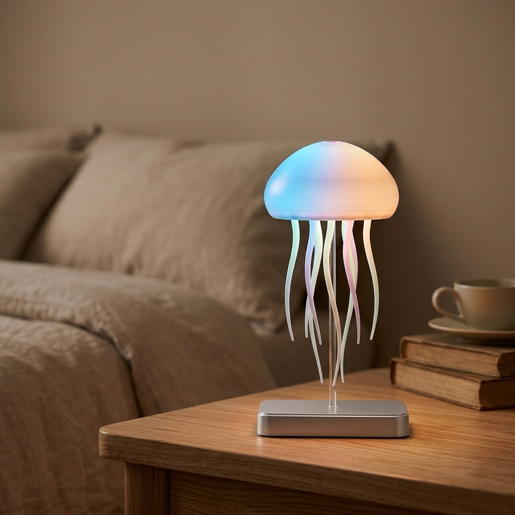 Lampe de Chevet Méduse LED – Lumière Douce Rechargeable 9 Tentacules