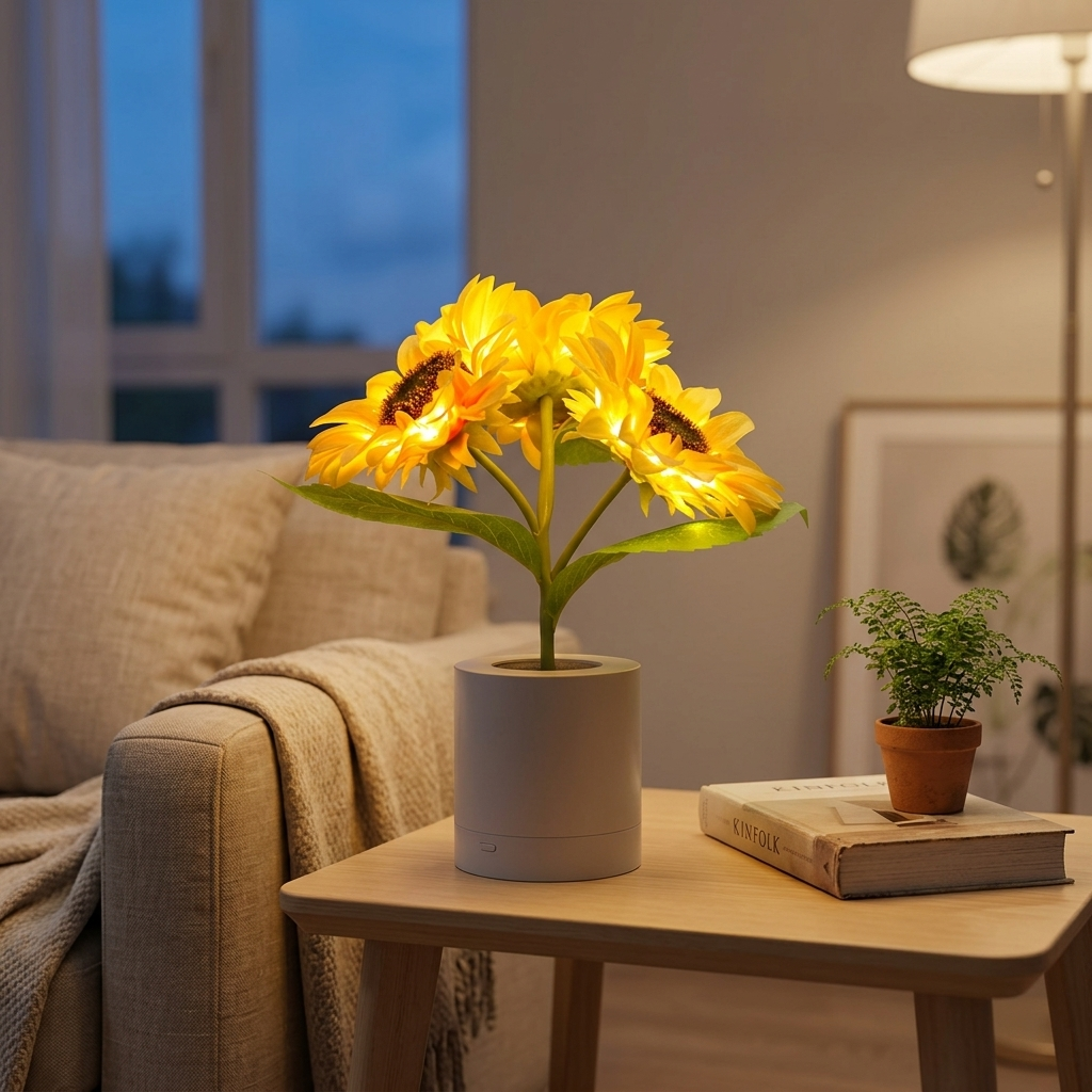 Lampe de Chevet Tournesol LED - Éclairage Tamisé Rechargeable