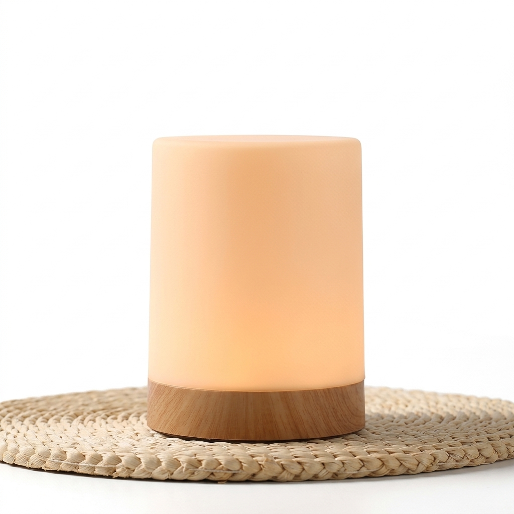 Lampe de chevet ronde rechargeable avec contrôle tactile et lumière chaude