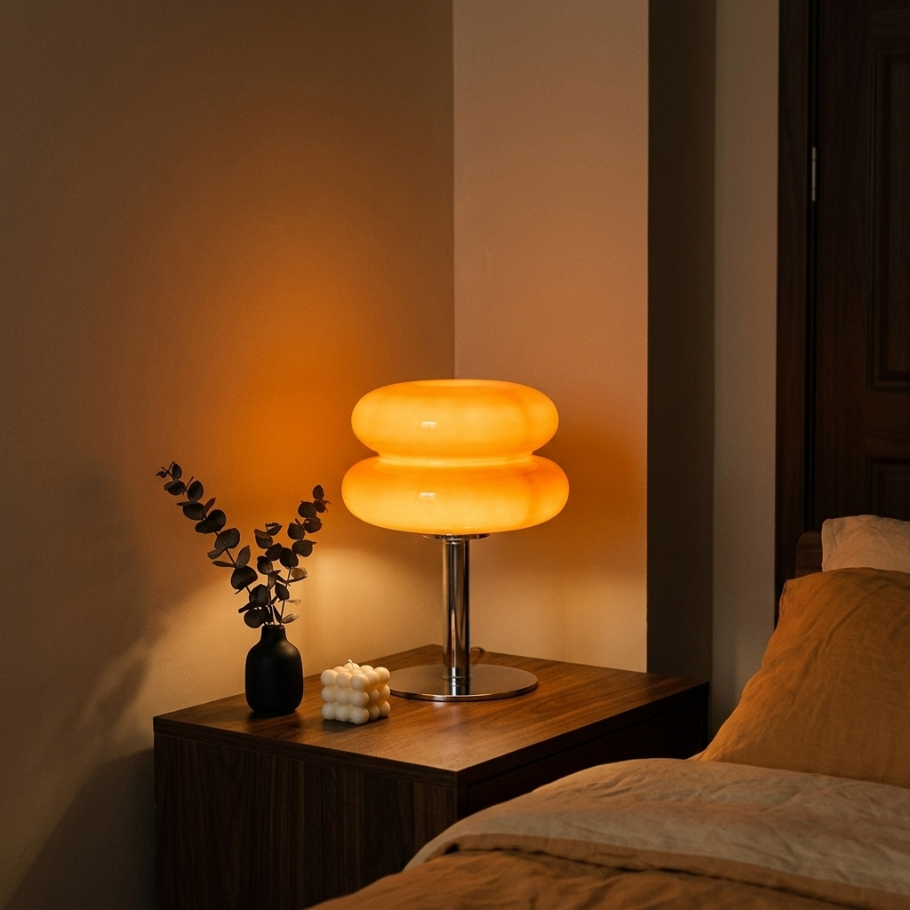 Lampe de Chevet Verre Macaron - Lumière Tamisée 3 Modes