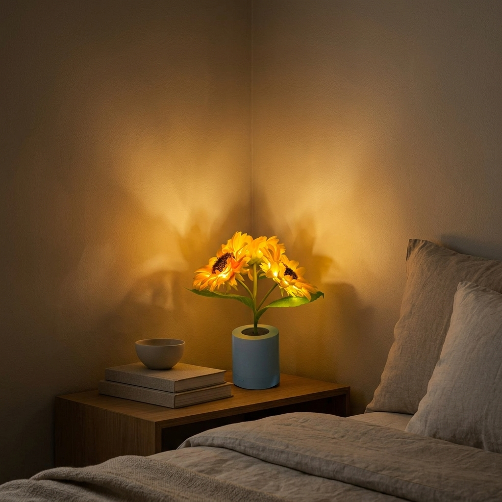 Lampe de Chevet Tournesol LED - Éclairage Tamisé Rechargeable