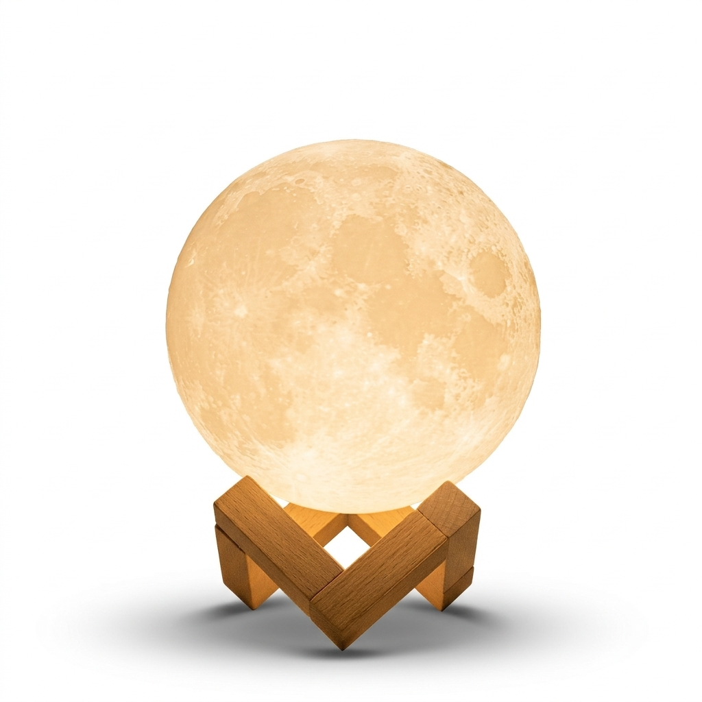 Lampe de Chevet Lune LED - Lumière Tamisée Rechargeable USB