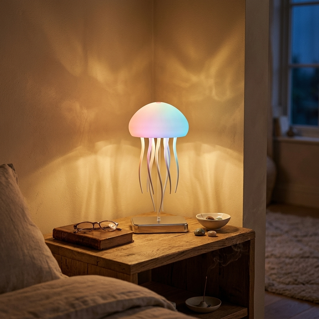 Lampe de Chevet Méduse LED – Lumière Douce Rechargeable 9 Tentacules