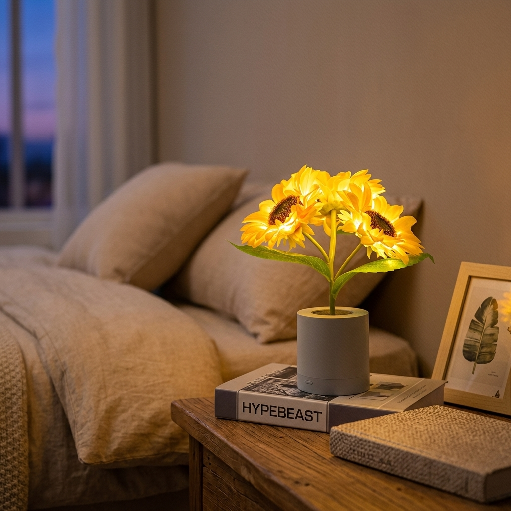 Lampe de Chevet Tournesol LED - Éclairage Tamisé Rechargeable