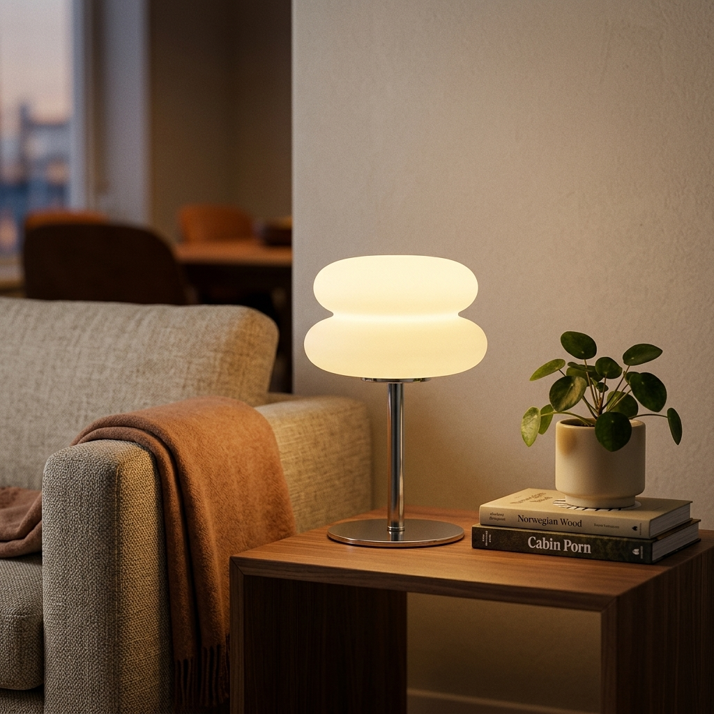 Lampe de chevet LED champignon blanc avec éclairage tamisé
