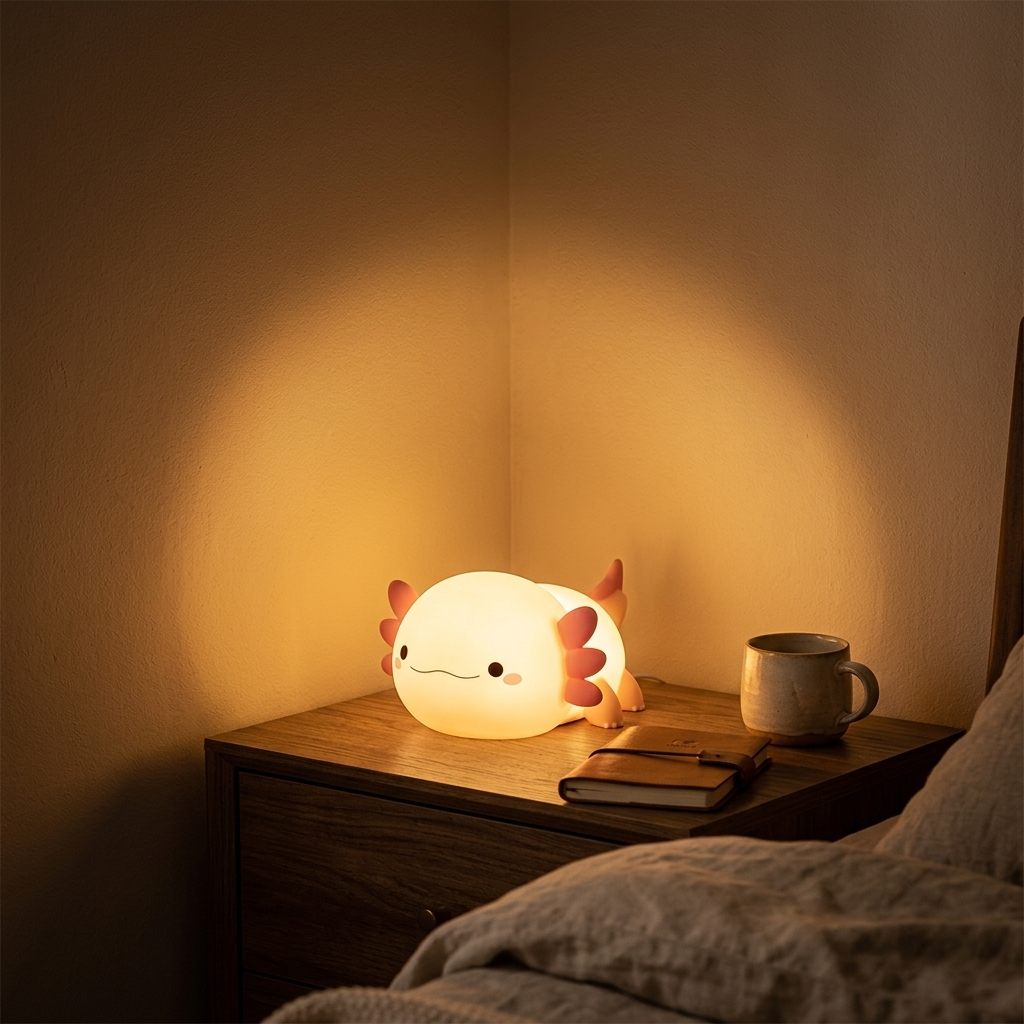 Lampe de Chevet Axolotl - Veilleuse Tactile USB Rechargeable