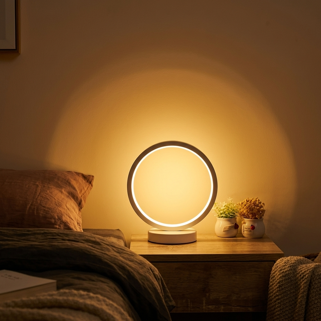 Lampe de Chevet LED Dimmable - Design Rond Épuré