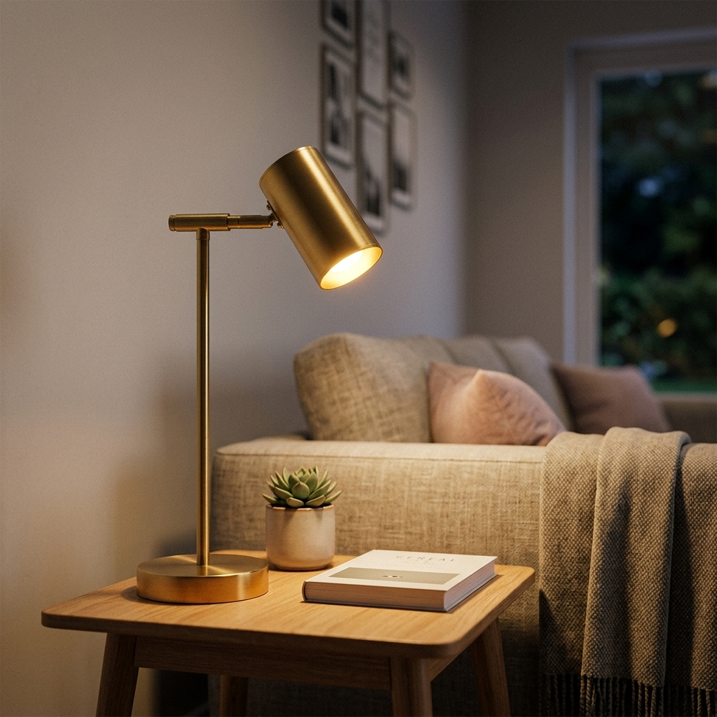 Lampe de Chevet Design Doré - Lumière Chaude pour Chambre Cosy