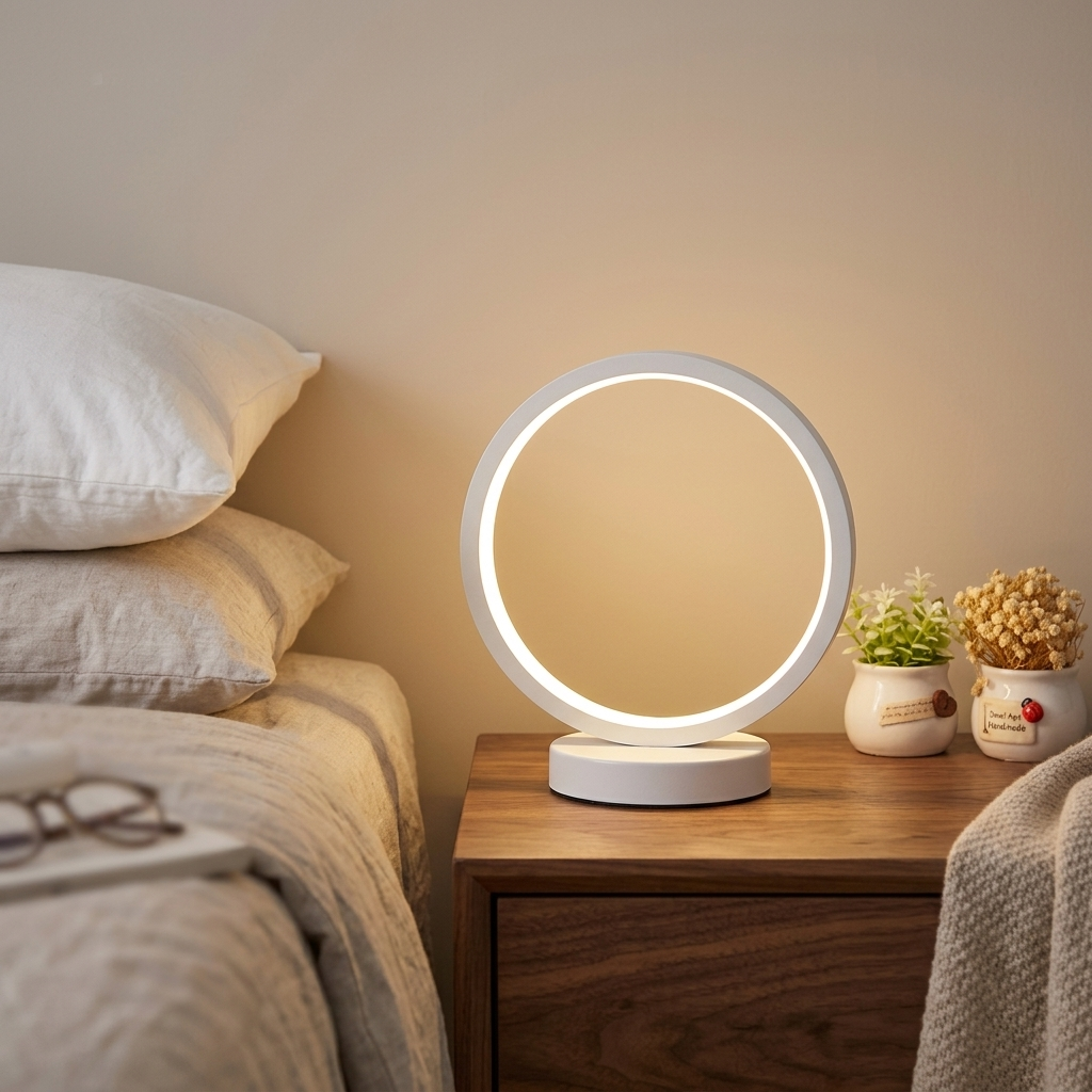 Lampe de Chevet LED Dimmable - Design Rond Épuré