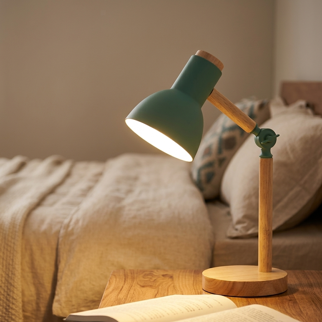 Lampe de Chevet Nordic LED - Design Bois, Lumière Chaude Apaisante