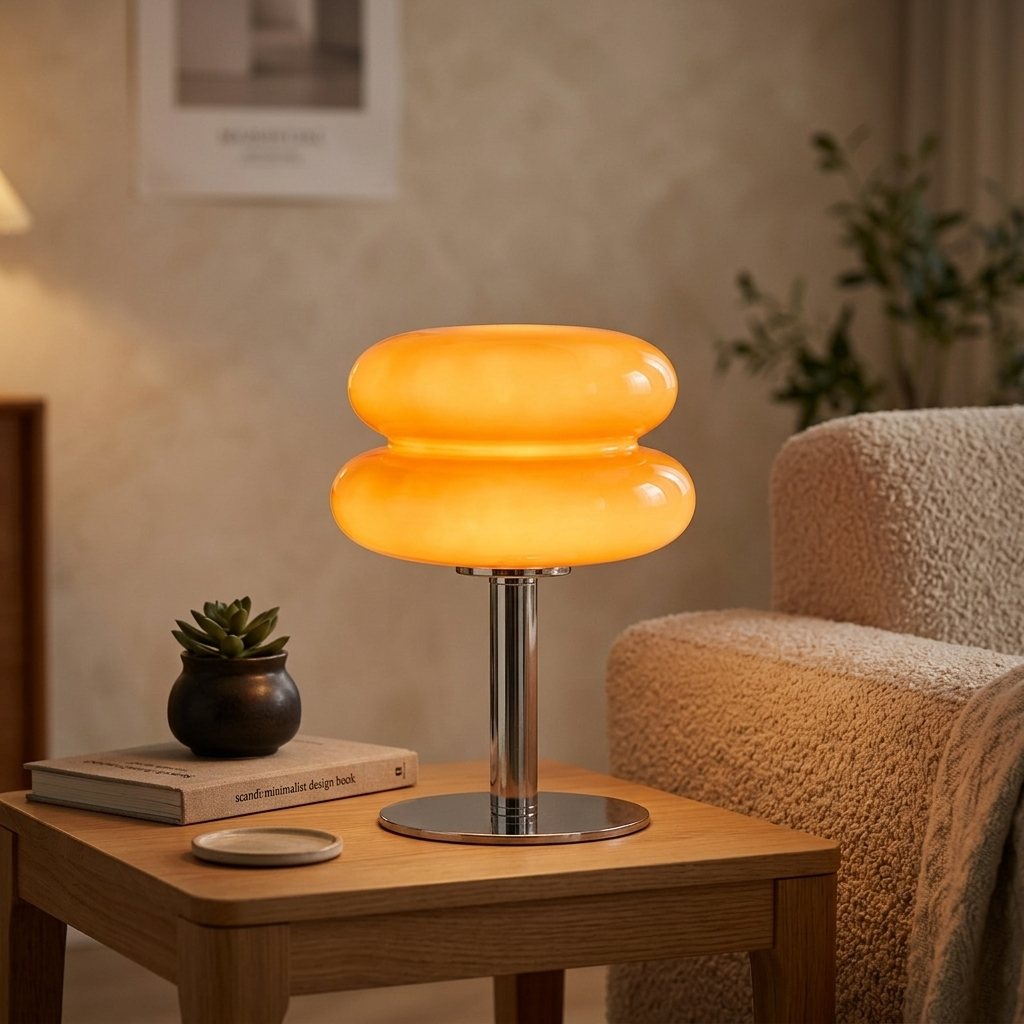 Lampe de Chevet Verre Macaron - Lumière Tamisée 3 Modes