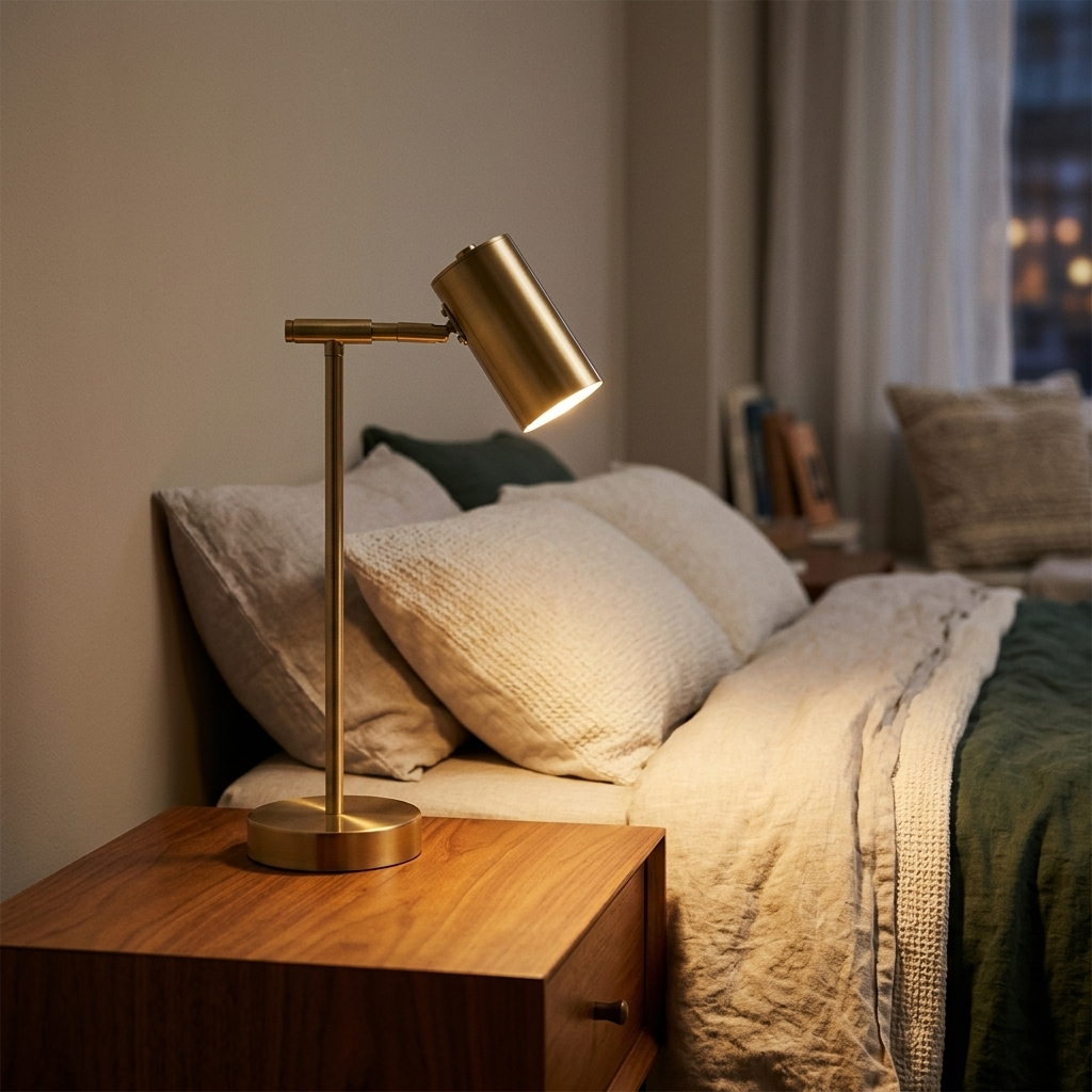 Lampe de Chevet Design Doré - Lumière Chaude pour Chambre Cosy
