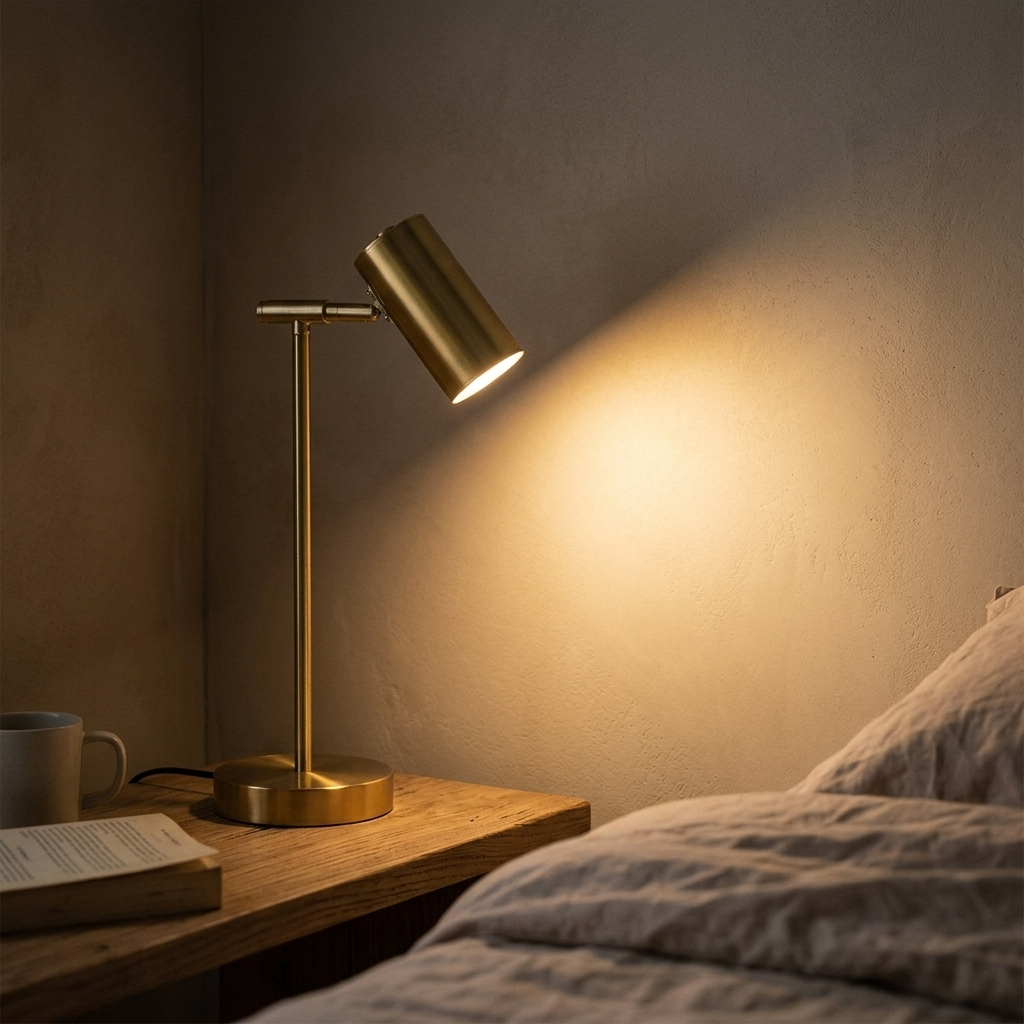 Lampe de Chevet Design Doré - Lumière Chaude pour Chambre Cosy