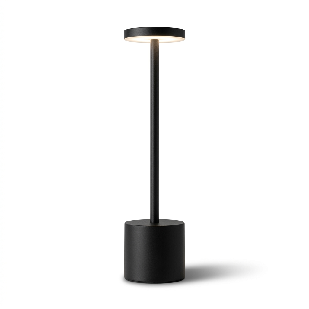 Lampe de chevet tactile rechargeable en métal, 3 modes lumière, design rond