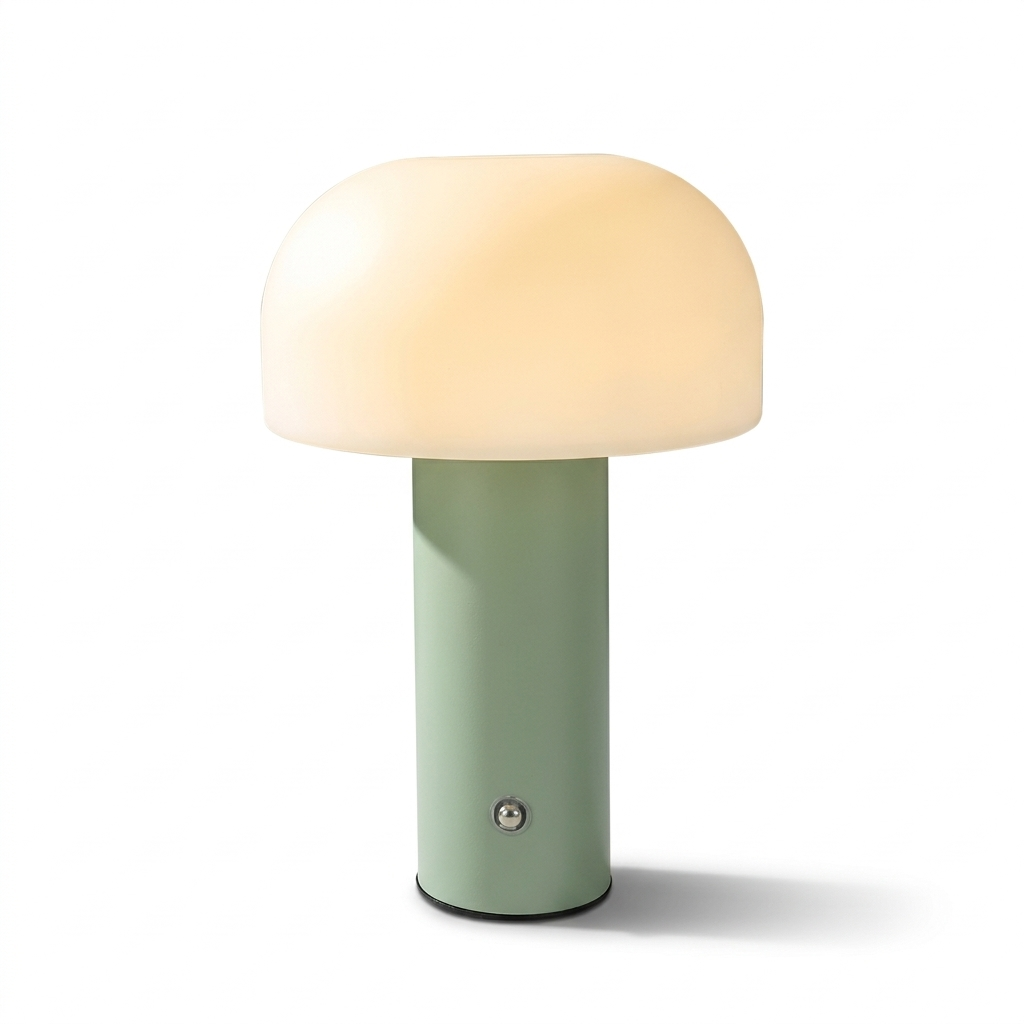 Lampe de chevet champignon métal poli LED rechargeable 3 intensités