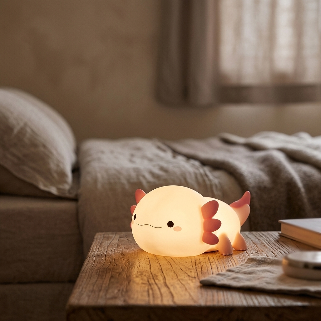 Lampe de Chevet Axolotl - Veilleuse Tactile USB Rechargeable