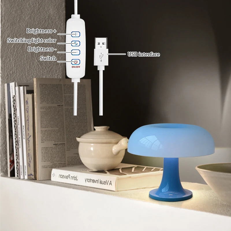 Lampe de Chevet Champignon LED - 3 Modes Lumière Douce USB