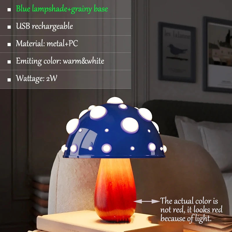 Lampe de Chevet Champignon LED Rechargeable - Ambiance Douce