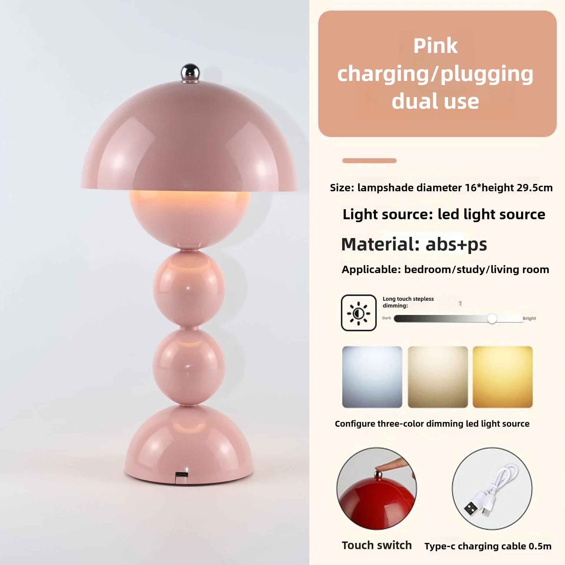 Lampe de Chevet LED USB Dimmable - Design Nordique Floral