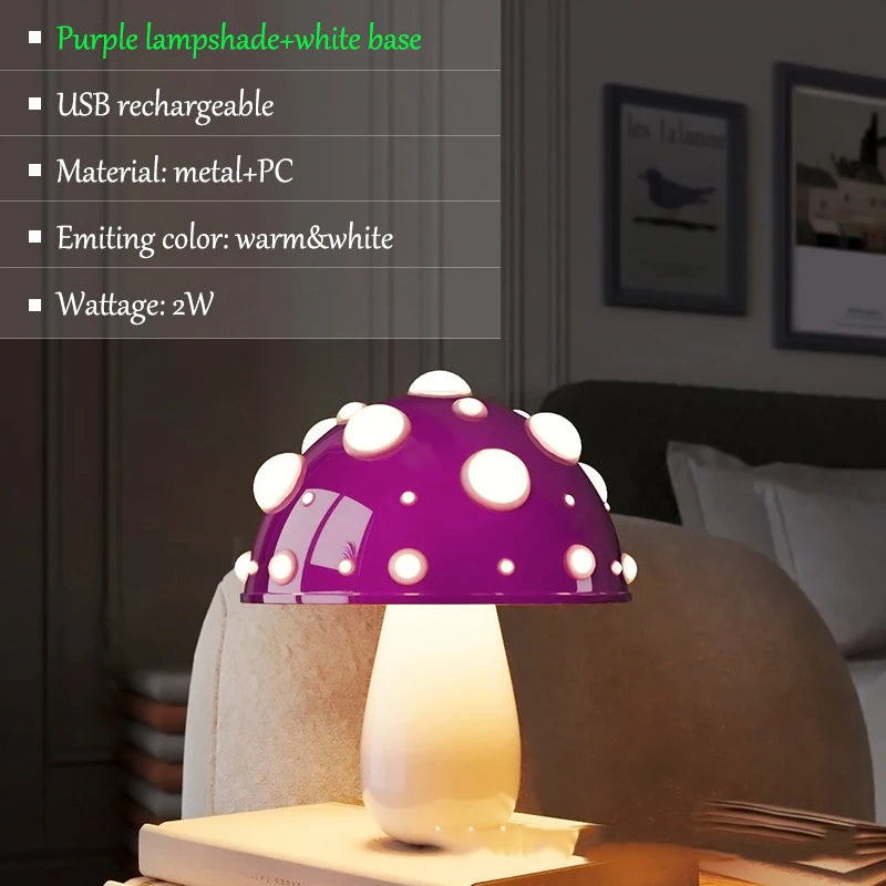 Lampe de Chevet Champignon LED Rechargeable - Ambiance Douce