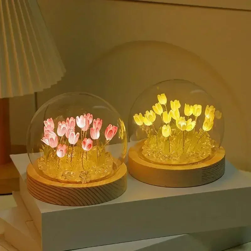 Lampe de Chevet Fleur Tulipe - Veilleuse LED Douce et Cosy