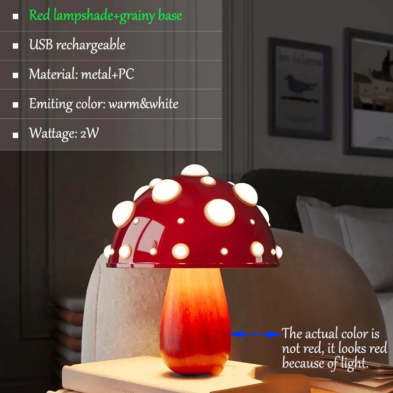 Lampe de Chevet Champignon LED Rechargeable - Ambiance Douce