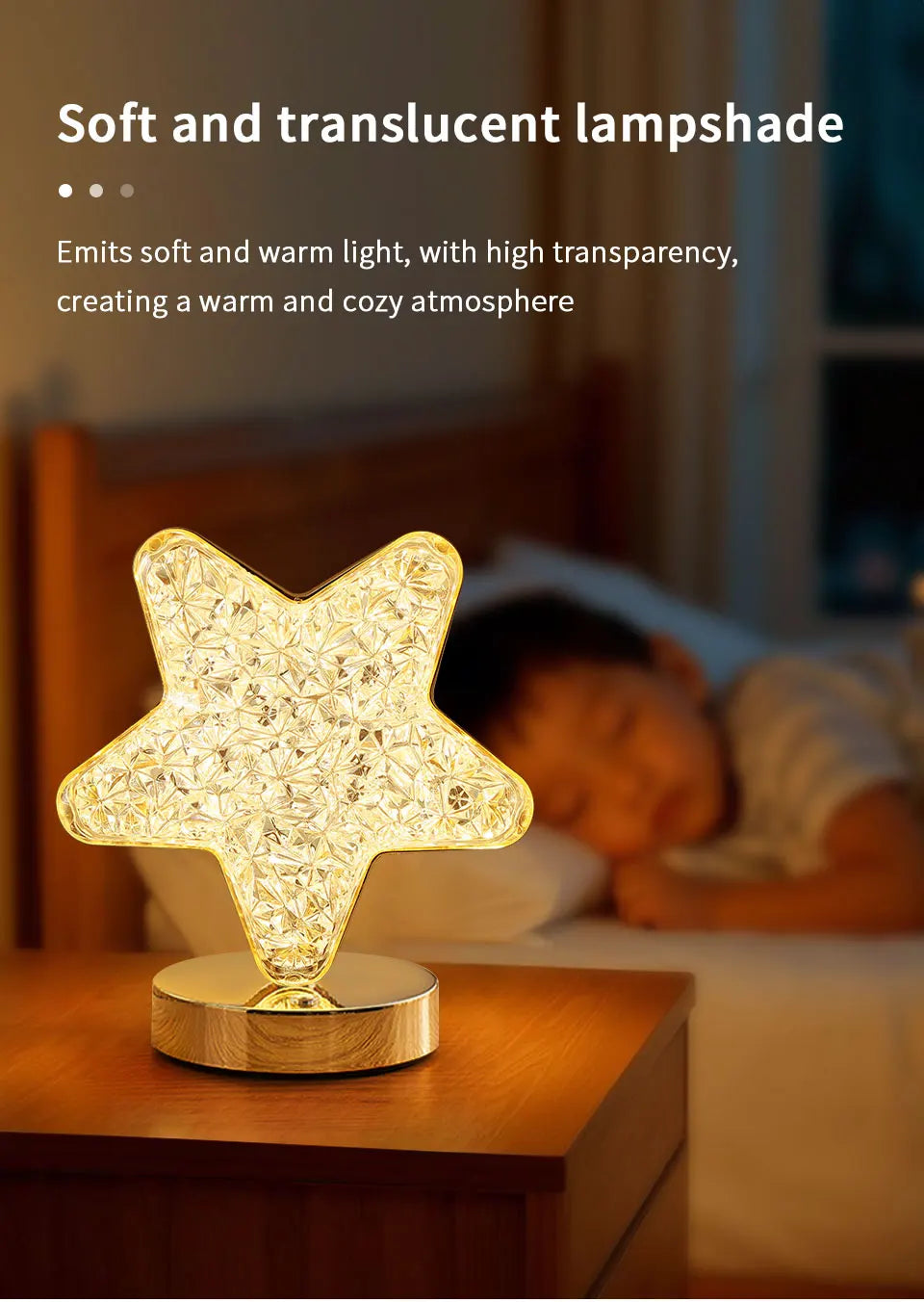 Lampe de Chevet Lune LED Rechargeable - Lumière Tamisée Tactile