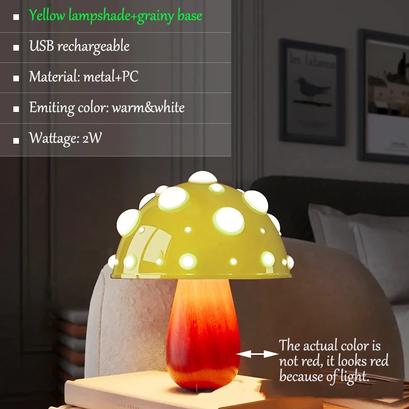Lampe de Chevet Champignon LED Rechargeable - Ambiance Douce