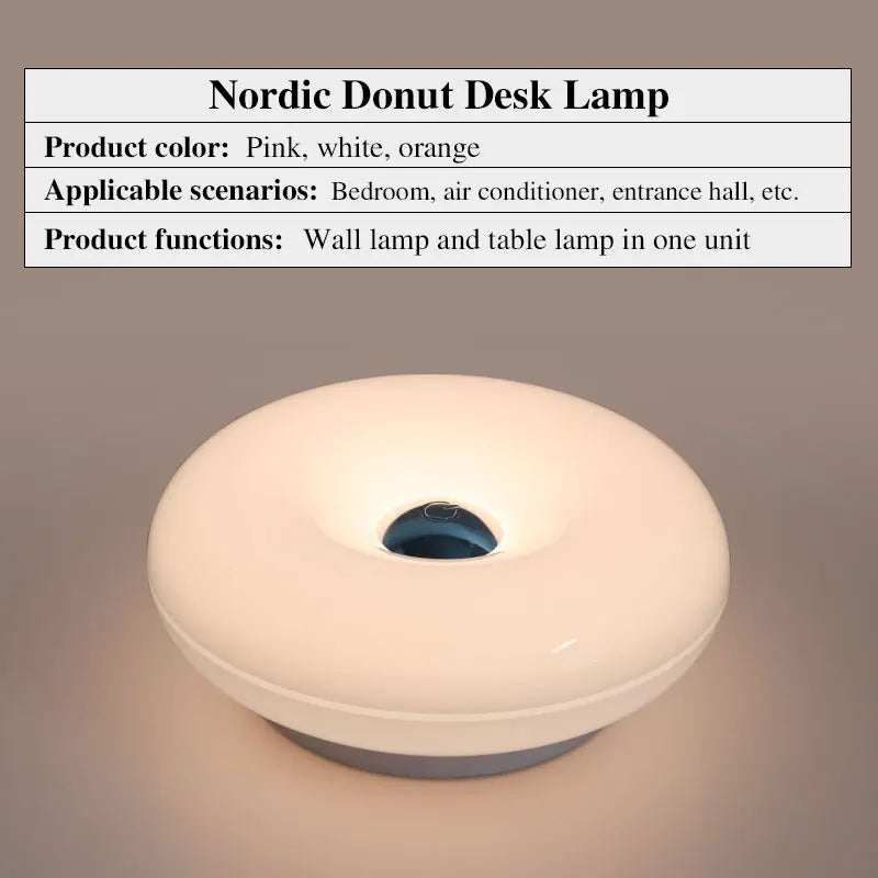 Lampe de Chevet Donut Rechargeable - 3 Lumières Cosy
