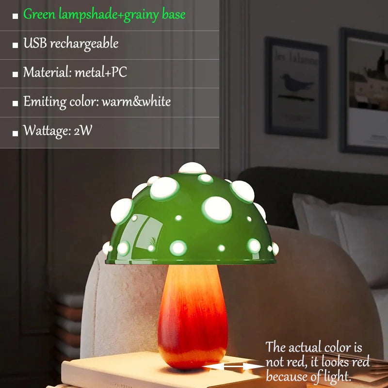 Lampe de Chevet Champignon LED Rechargeable - Ambiance Douce