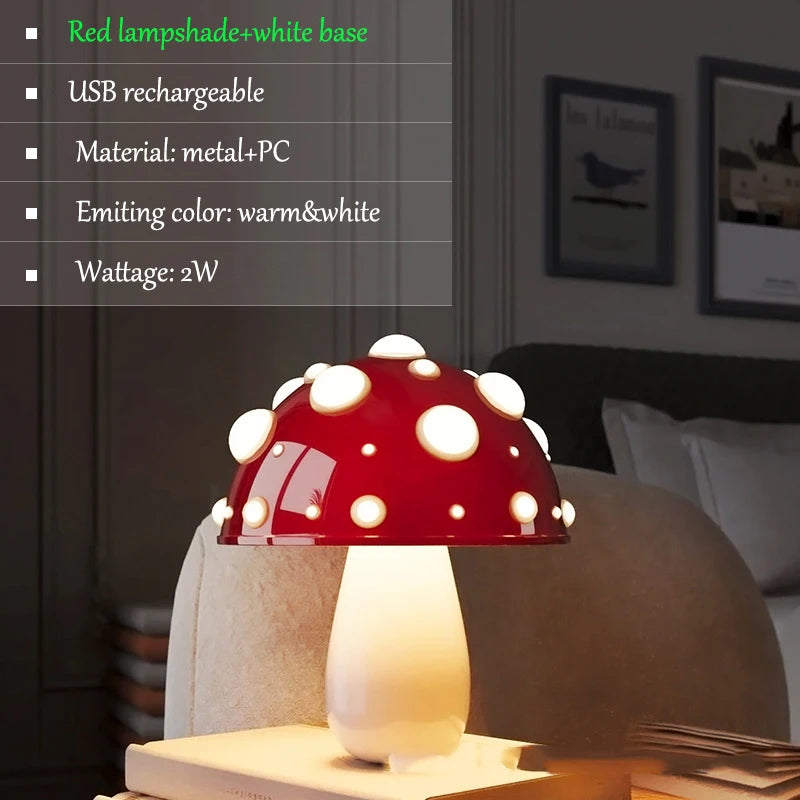 Lampe de Chevet Champignon LED Rechargeable - Ambiance Douce