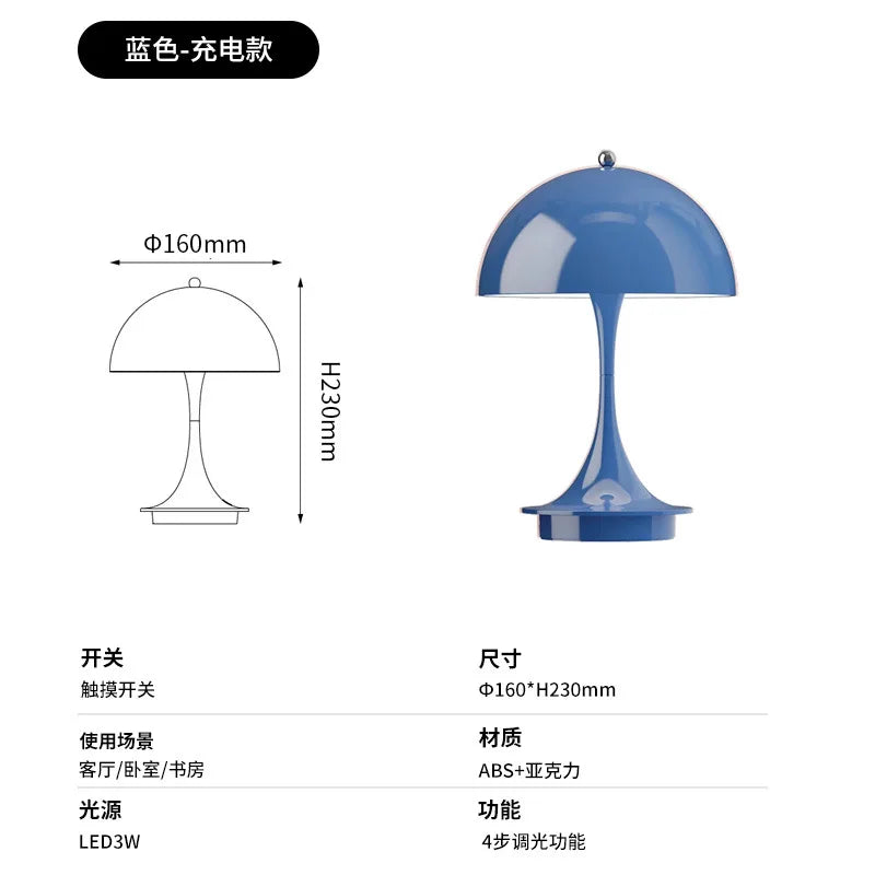 Lampe de Chevet Champignon LED Dimmable USB Rechargeable