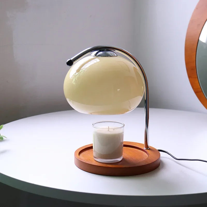 Lampe de Chevet Rétro en Verre - Lumière Chaude et Dimmable