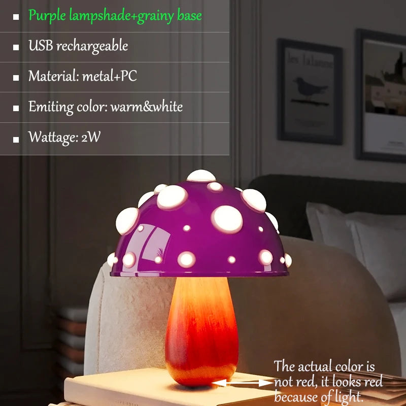 Lampe de Chevet Champignon LED Rechargeable - Ambiance Douce
