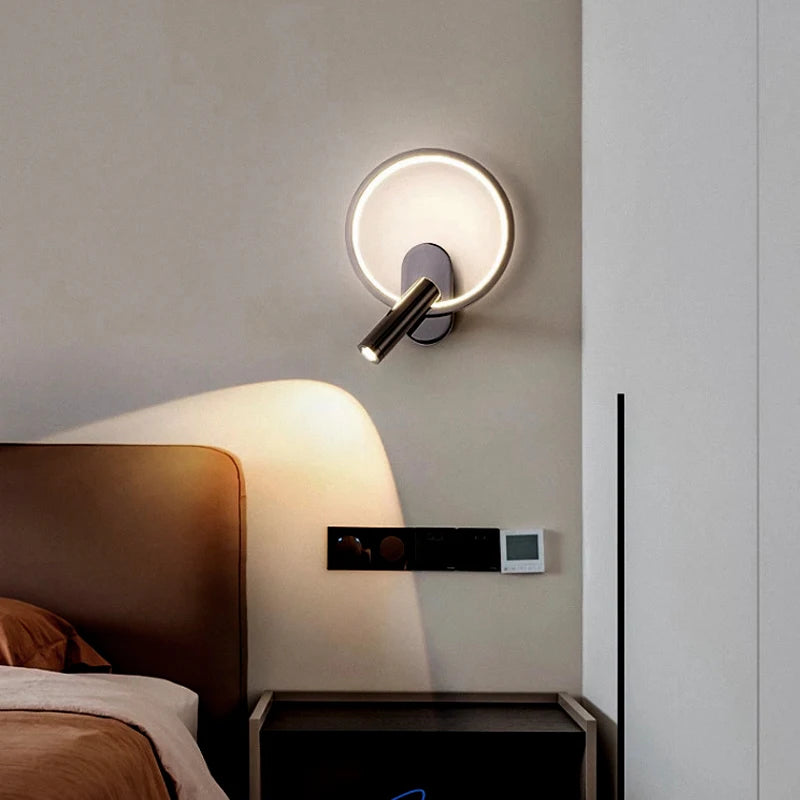 Lampe de chevet LED murale noire, éclairage tamisé, design moderne