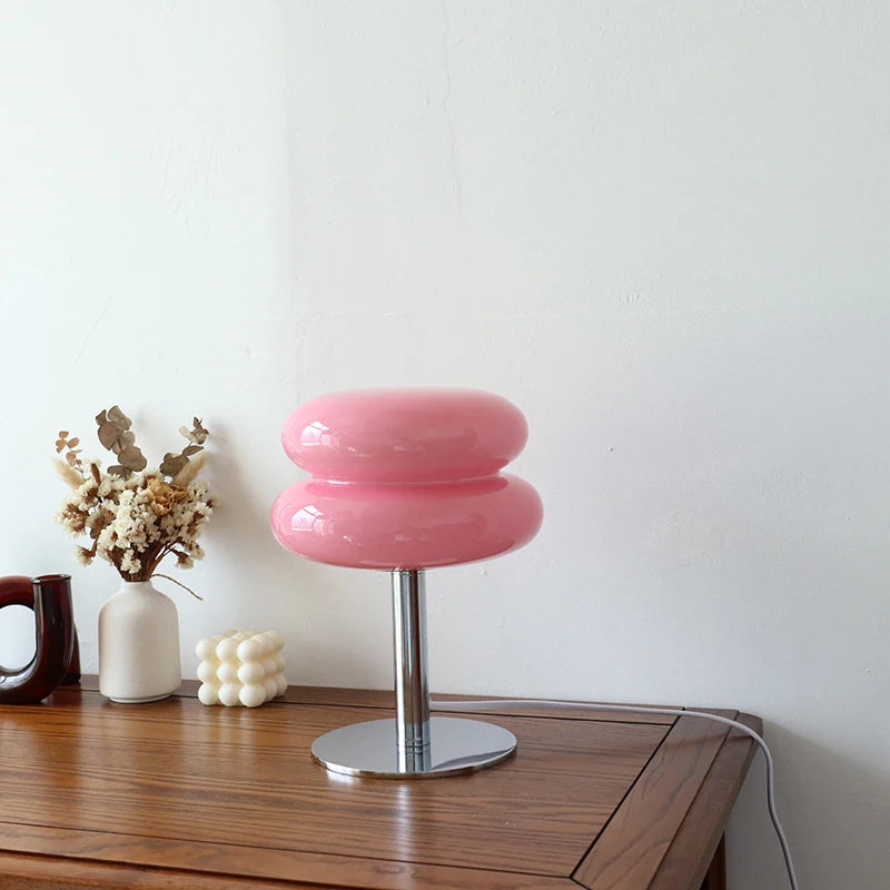 Lampe de Chevet Verre Macaron - Lumière Tamisée 3 Modes