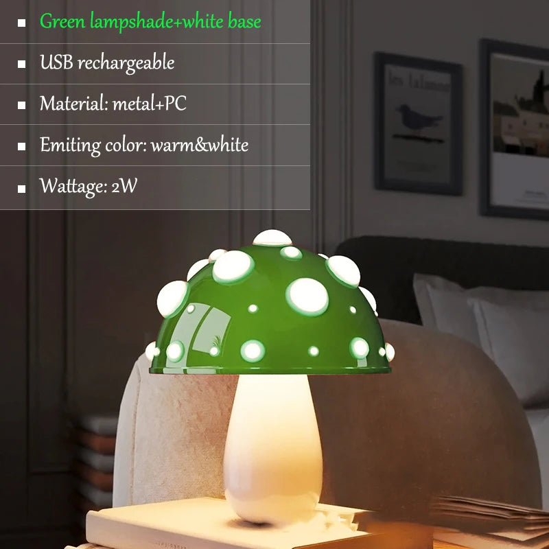 Lampe de Chevet Champignon LED Rechargeable - Ambiance Douce